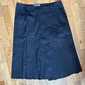 Jil Sander Black Pleated Midi Wrap Skirt Size 36